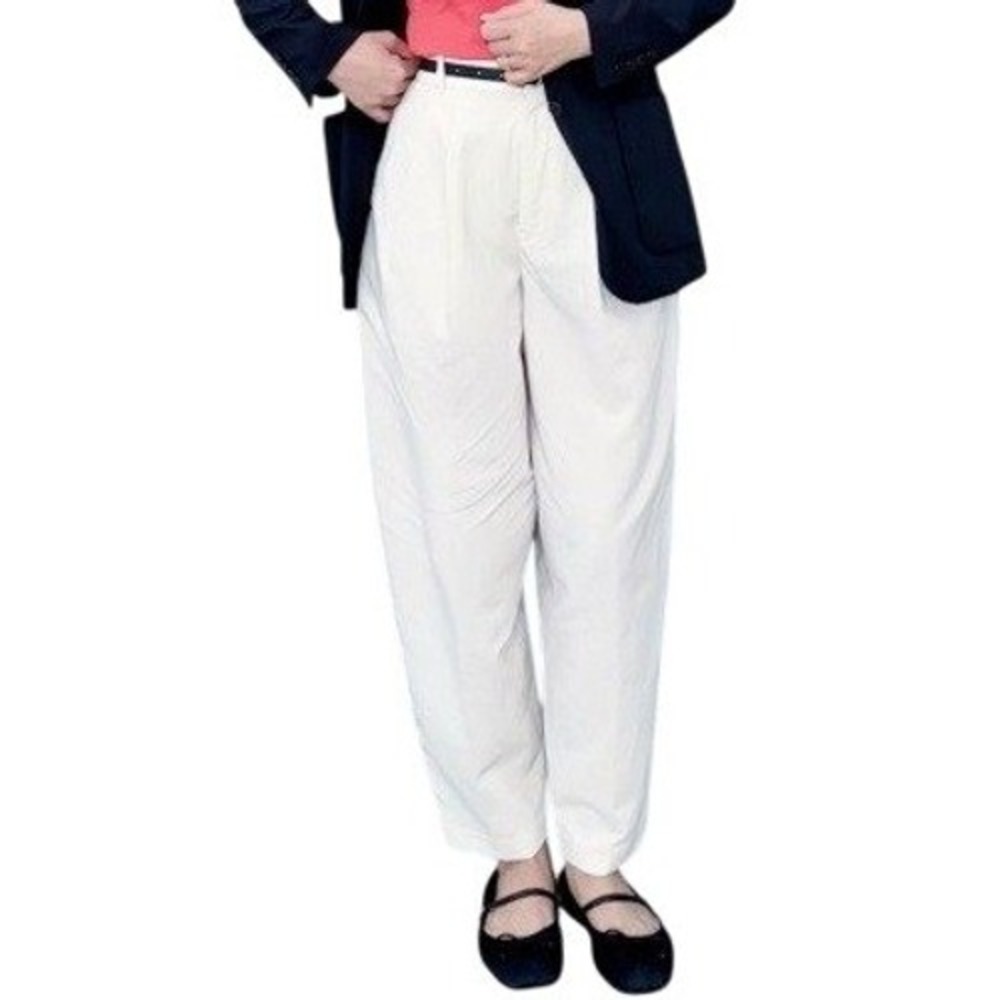 Uniqlo Comptoir Des Cotonniers Linen Blend Barrel Leg Pants Off White Relaxed XL